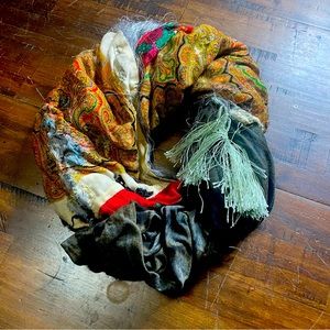 One of a kind scarf repurposed fabric with unique stitching